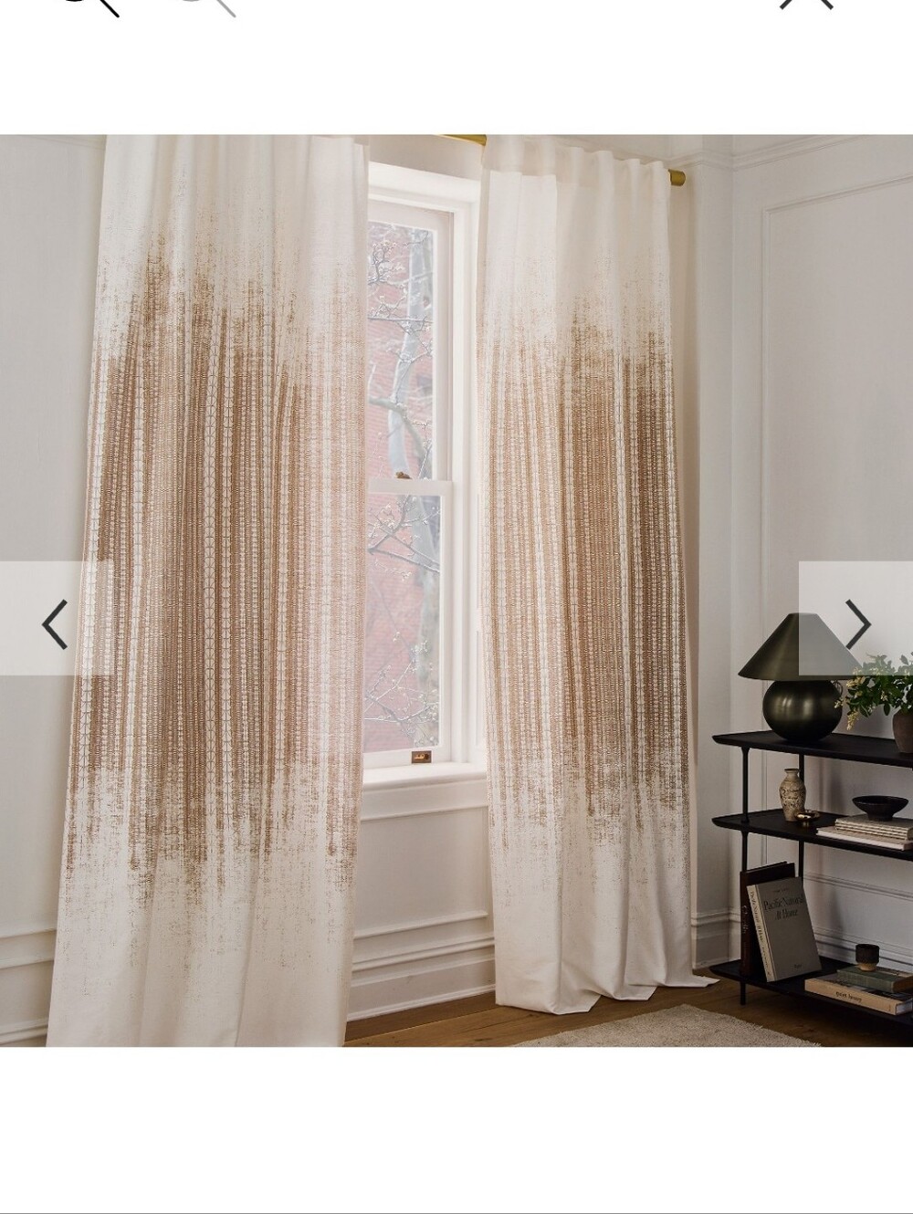 West Elm Echo Print curtain panel in the Gold Dust  (4 Panels Total)